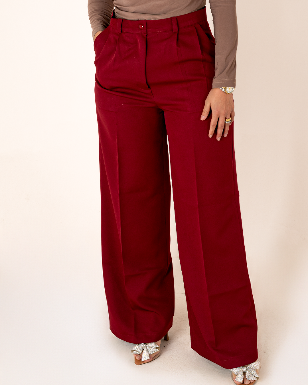 Trouser red elegance store